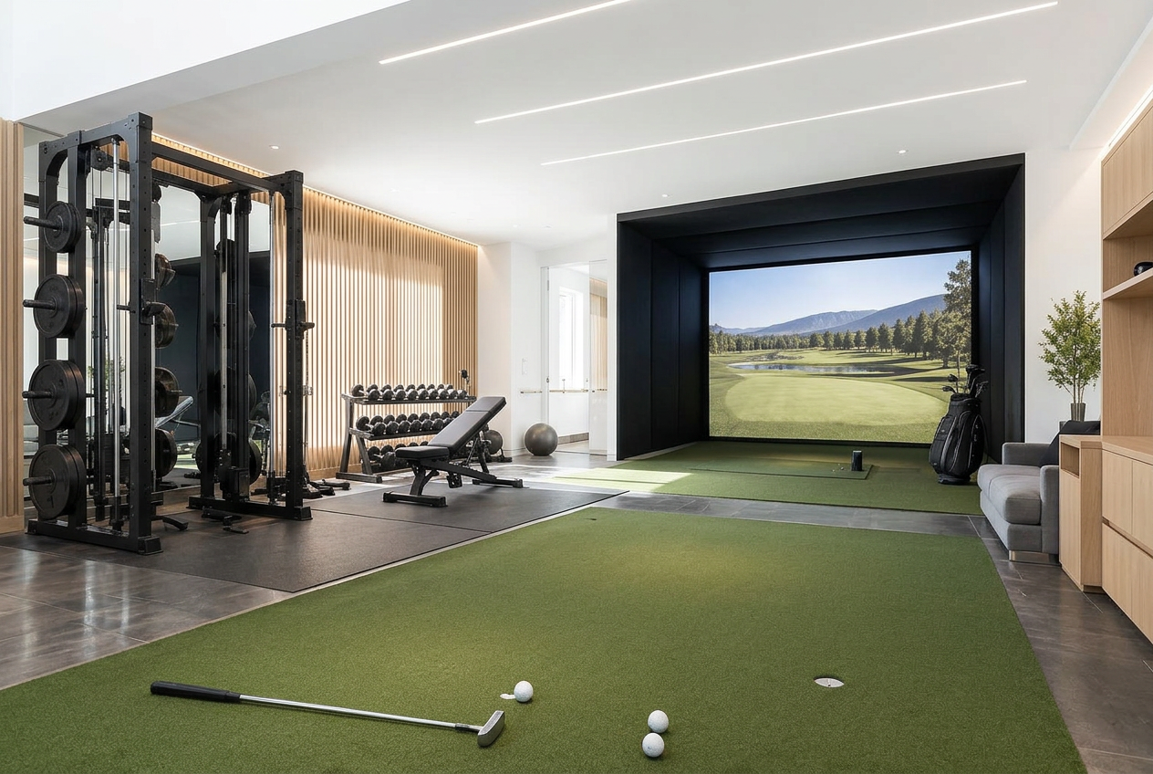 Visualización de un espacio de simulación de golf comercial