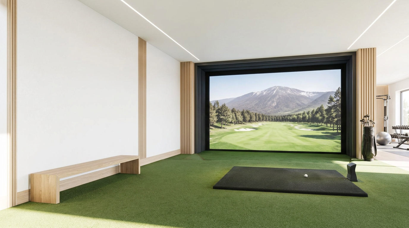 Visualización de un espacio de simulación de golf residencial